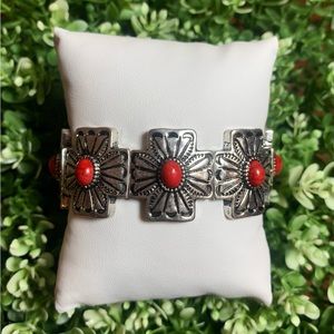 Red squash blossom style bracelet